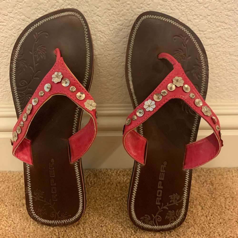Leather Roper Sandals. NEVER WORN